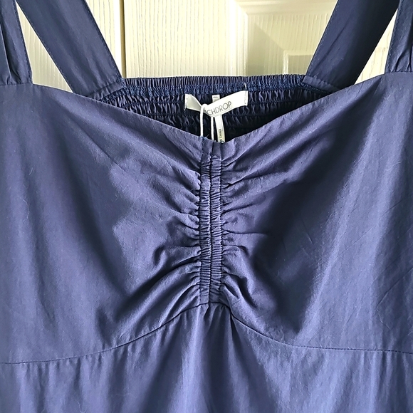 NWT Stitchdrop Bae Shore Sleeveless Midi Dress Flared Smocked Back BLUE Large - Picture 7 of 12